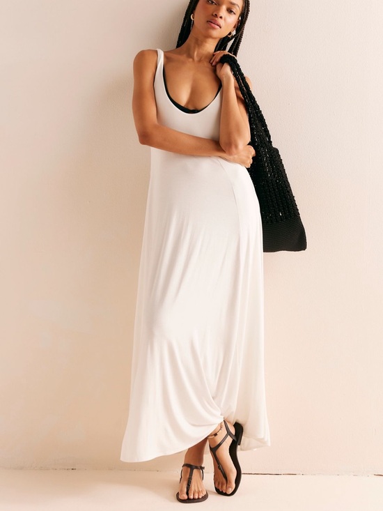 Free People Dresses & Skirts - Free People Cream Felix Maxi Scoop Neck Tank Dress